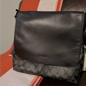 Coach Black and Gray Men's Messenger Bag